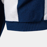 Jesse - Navy Vertical Stripe Zip Polo