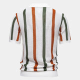 Greg - Striped Knit Polo with Open Collar