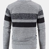 Silas - Striped Baseball Collar Zip Sweater with Teddy Lining