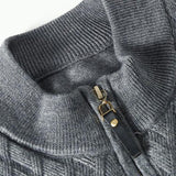 Silas - Checked Stand Collar Quarter-Zip Sweater