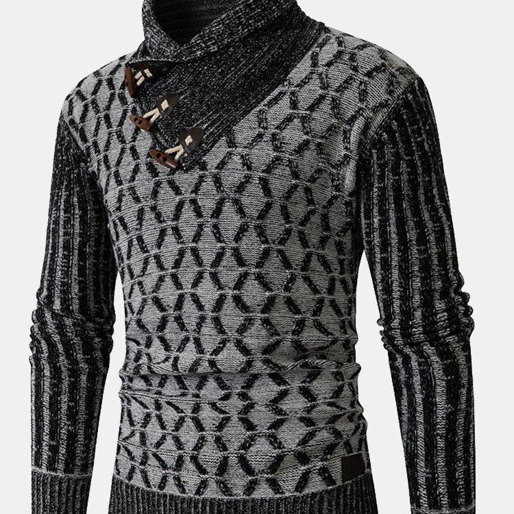 Duncan - Jacquard Toggle Turtleneck Sweater