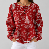 Caroline - Red Christmas Sweater with White Motifs