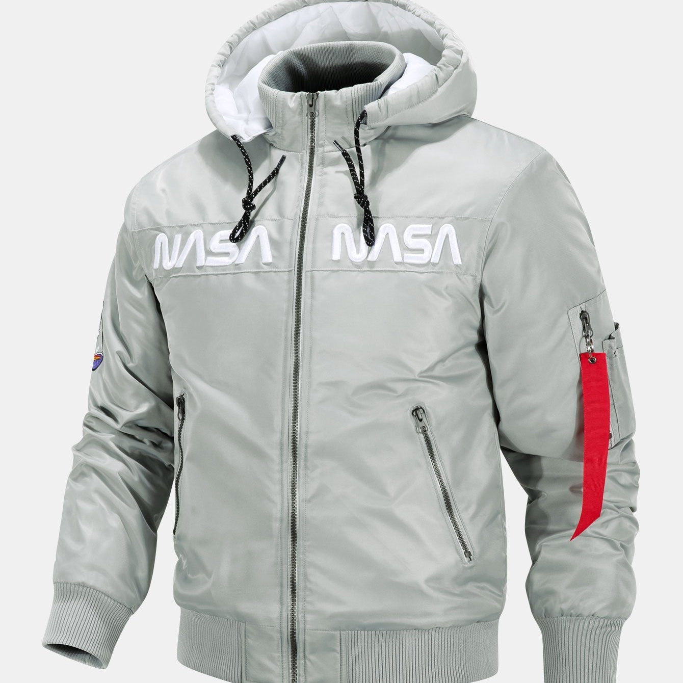 Jacob - Bomber Jacket with NASA Embroidery and Detachable Hood