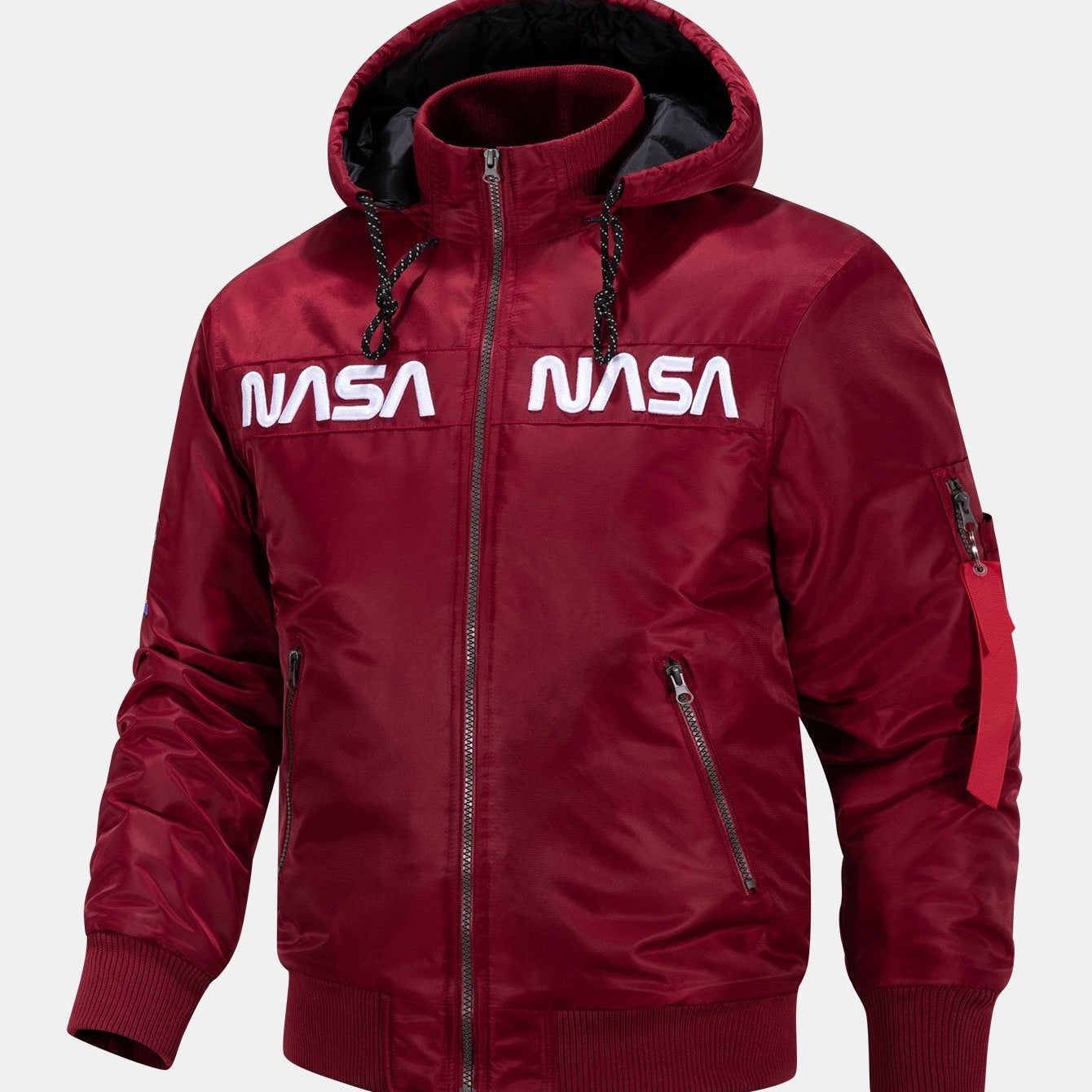 Jacob - Bomber Jacket with NASA Embroidery and Detachable Hood
