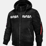 Jacob - Bomber Jacket with NASA Embroidery and Detachable Hood