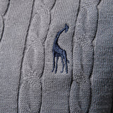 Rhys - Cable Knit Jacquard Sweater with Giraffe Embroidery