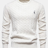 Rhys - Cable Knit Jacquard Sweater with Giraffe Embroidery