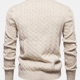Rhys - Cable Knit Jacquard Sweater with Giraffe Embroidery