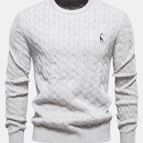 Rhys - Cable Knit Jacquard Sweater with Giraffe Embroidery
