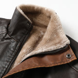 Stephane - Longline Faux Leather Overcoat with Faux Fur Lining
