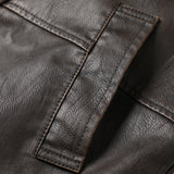 Stephane - Longline Faux Leather Overcoat with Faux Fur Lining