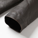 Stephane - Longline Faux Leather Overcoat with Faux Fur Lining
