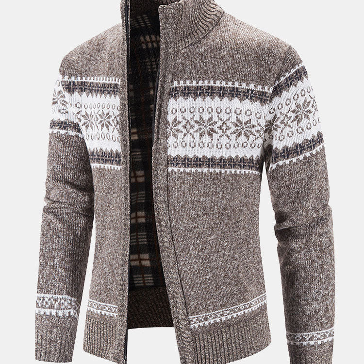 Declan - Geometric Pattern Zip Sweater
