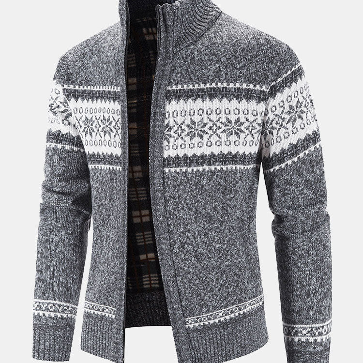 Declan - Geometric Pattern Zip Sweater