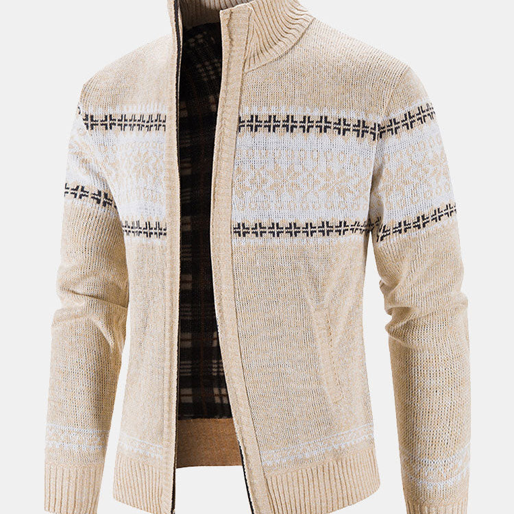 Declan - Geometric Pattern Zip Sweater