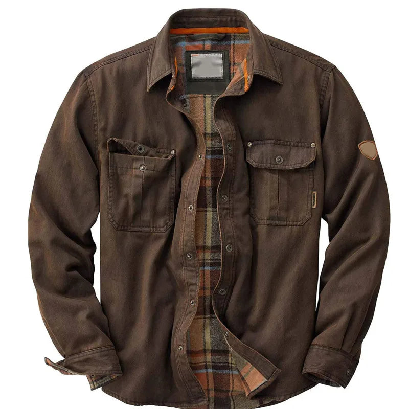 Barrett men's cotton overshirt jacket in Dark Brown, view 2