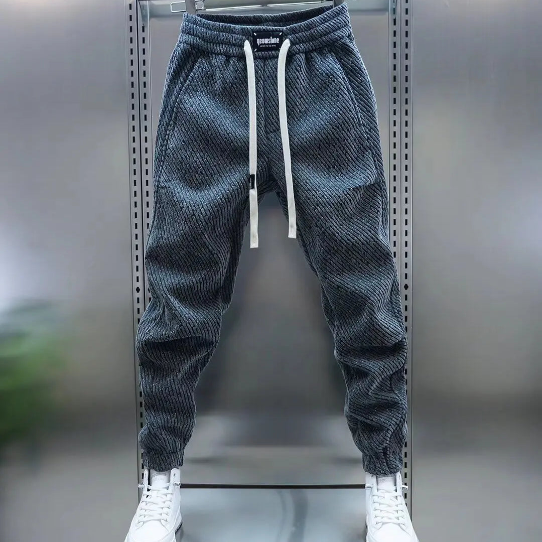 Vernon men's textured knit joggers in Grey, view 3