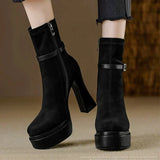 Janet - Suede Wedge Boots