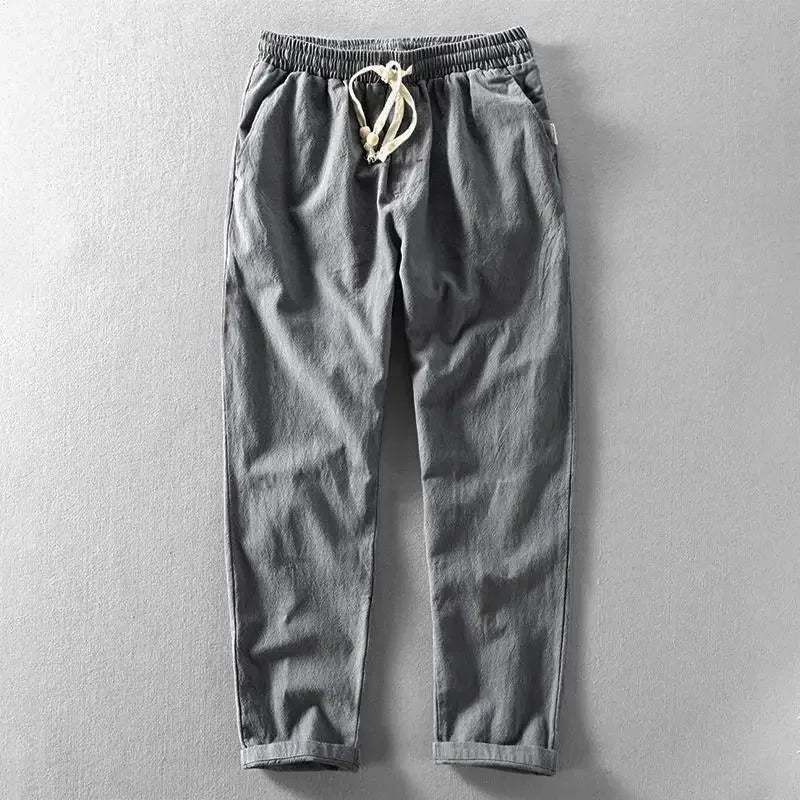 Byron men's lightweight summer drawstring pants in Grey, view 4