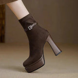Janet - Suede Wedge Boots