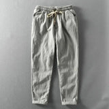 Byron men's lightweight summer drawstring pants in Light Grey, view 3