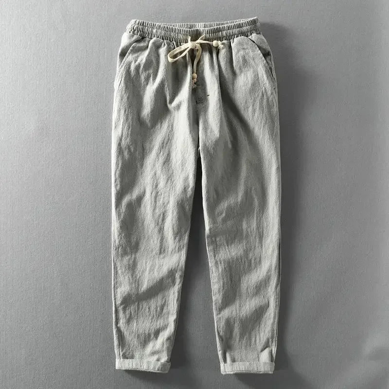 Byron men's lightweight summer drawstring pants in Light Grey, view 3
