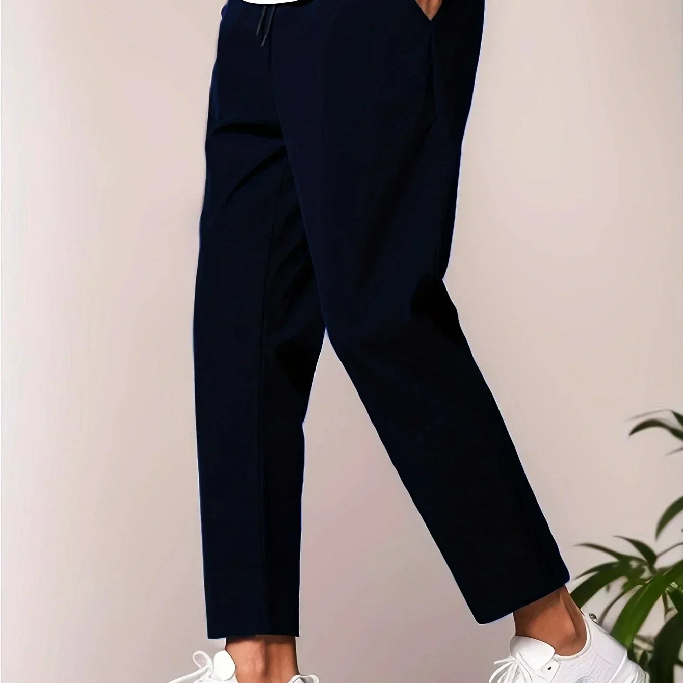Rhett men's cropped tapered smart pants in Dark Blue, view 9