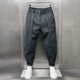 Judd men's textured pleated tapered pants in Grey, front view
