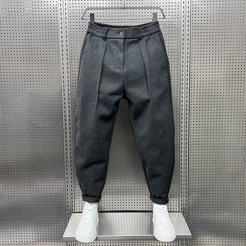 Judd men's textured pleated tapered pants in Grey, front view