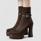 Janet - Suede Wedge Boots
