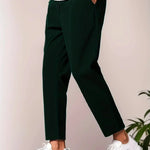 Rhett men's cropped tapered smart pants in Dark Green, view 8