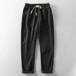 Byron men's lightweight summer drawstring pants in Black, front view