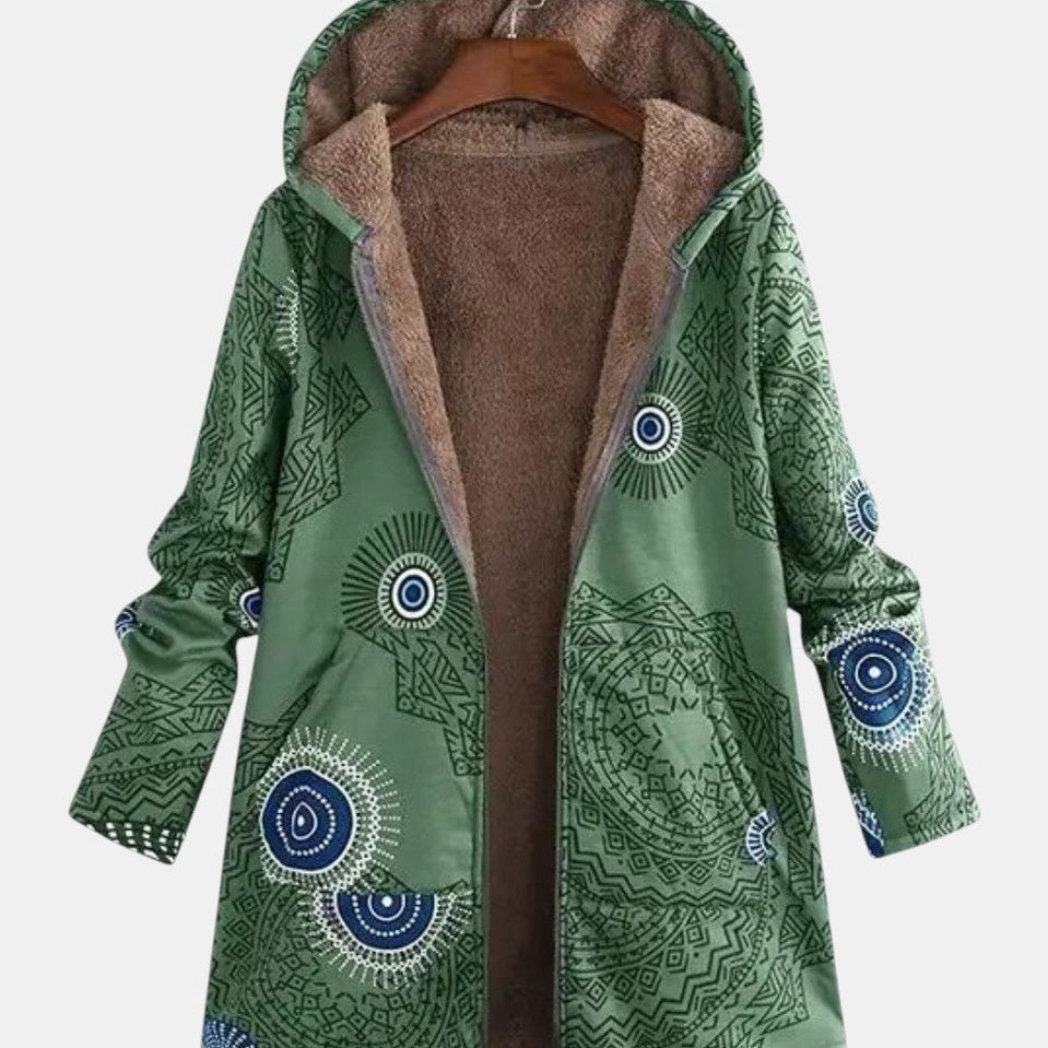 Adèle - Veste sherpa à motif ethnique