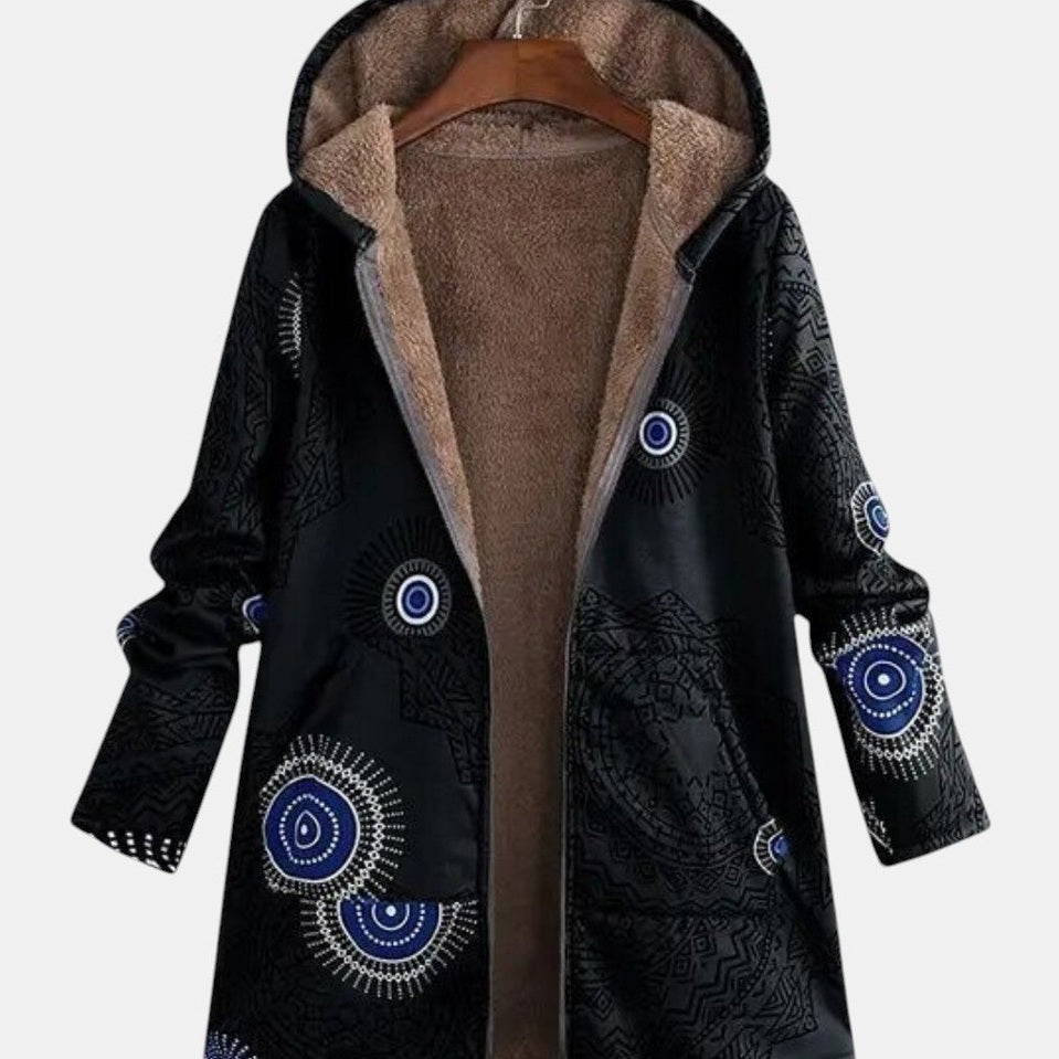 Adèle - Veste sherpa à motif ethnique