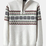 Finn - Geometric Print Half-Zip Christmas Sweater