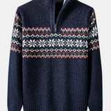 Finn - Geometric Print Half-Zip Christmas Sweater