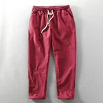 Byron men's lightweight summer drawstring pants in Red, view 5