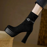 Janet - Suede Wedge Boots