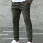 Elmer men's four way stretch slim joggers in Army Green, front view