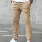 Elmer men's four way stretch slim joggers in Beige, view 3
