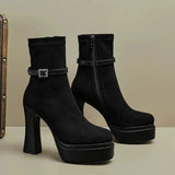 Janet - Suede Wedge Boots
