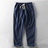 Byron men's lightweight summer drawstring pants in Navy Blue, view 2
