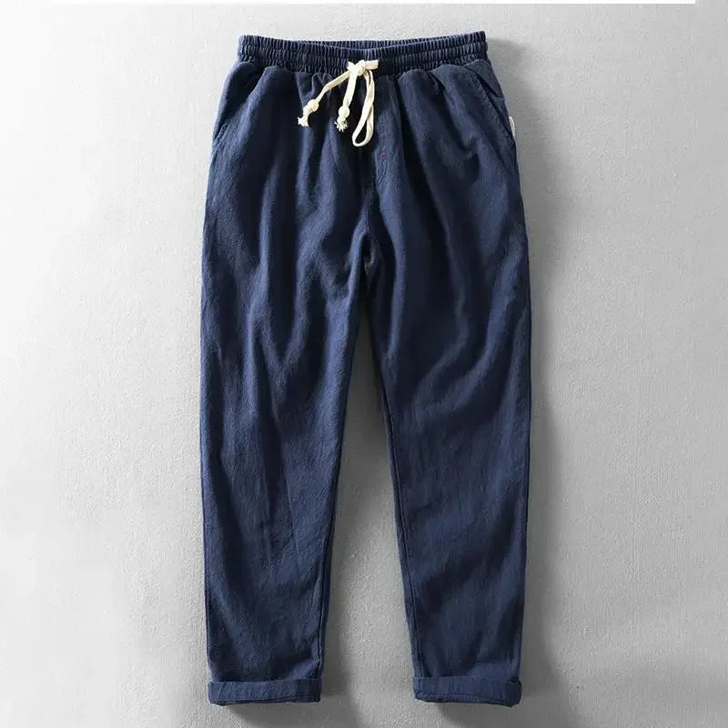 Byron men's lightweight summer drawstring pants in Navy Blue, view 2