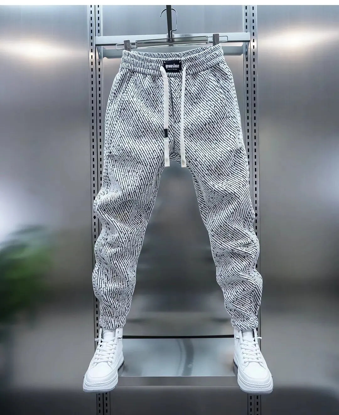 Vernon men's textured knit joggers in Light Grey, view 2
