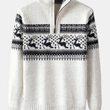 Harrison - Elk Print Half-Zip Christmas Sweater