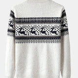 Harrison - Elk Print Half-Zip Christmas Sweater