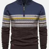 Lincoln - Contrast Pattern Jacquard Quarter-Zip Sweater