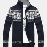 Gage - Geometric Print Zip Christmas Cardigan