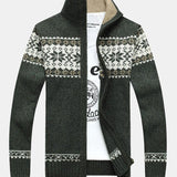 Gage - Geometric Print Zip Christmas Cardigan