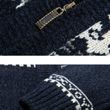 Gage - Geometric Print Zip Christmas Cardigan